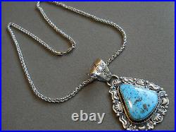 JEFF JAMES JR. Native American Indian Navajo Turquoise Sterling Silver Necklace