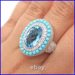JUDITH RIPKA 925 Sterling Silver Real Blue Topaz Turquoise & C Z Ring Size 8 JUDITH RIPKA 925 Sterling Silver Real Blue Topaz Turquoise & C Z Ring Size 8
