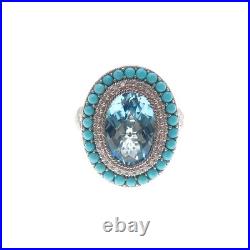 JUDITH RIPKA 925 Sterling Silver Real Blue Topaz Turquoise & C Z Ring Size 8 JUDITH RIPKA 925 Sterling Silver Real Blue Topaz Turquoise & C Z Ring Size 8