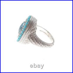 JUDITH RIPKA 925 Sterling Silver Real Blue Topaz Turquoise & C Z Ring Size 8 JUDITH RIPKA 925 Sterling Silver Real Blue Topaz Turquoise & C Z Ring Size 8