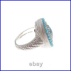JUDITH RIPKA 925 Sterling Silver Real Blue Topaz Turquoise & C Z Ring Size 8 JUDITH RIPKA 925 Sterling Silver Real Blue Topaz Turquoise & C Z Ring Size 8