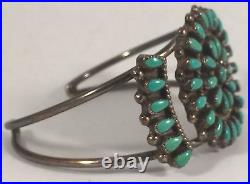 J. Wallace Vintage Native Indian Sterling Silver Petite Point Turquoise Bracelet