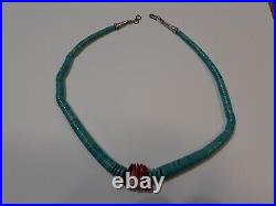 Jack Adakai Sterling Silver 925 Spiny Oyster Turquoise Heishi Necklace 16