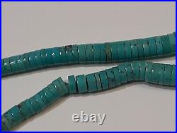 Jack Adakai Sterling Silver 925 Spiny Oyster Turquoise Heishi Necklace 16