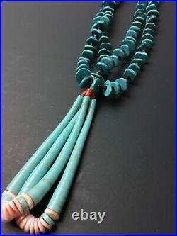 Jacla Necklace, Turquoise/ Coral Heishi Beads Native American Jewelry