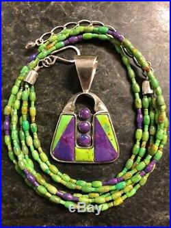 Jay King Sterling Silver Purple & Green Mojave Turquoise Necklace & Pendant 925