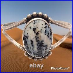 Jesse Josytewa Vintage Navajo Sterling Silver Bracelet white buffalo turquoise