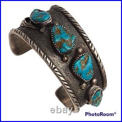 Jim Harrison Navajo Sterling Silver Ithaca Peak Turquoise Cuff Bracelet