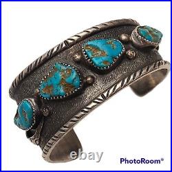Jim Harrison Navajo Sterling Silver Ithaca Peak Turquoise Cuff Bracelet