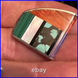 Jim Royer Navajo Sterling Silver Turquoise, Charoite, Coral, MOP, Malachite Earrings