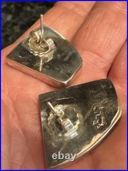 Jim Royer Navajo Sterling Silver Turquoise, Charoite, Coral, MOP, Malachite Earrings