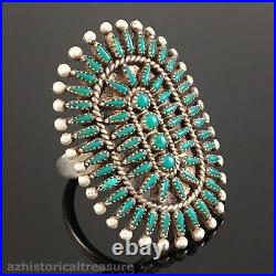 John & Bonnie Quam Native American Zuni Sterling Silver Turquoise Cluster Ring