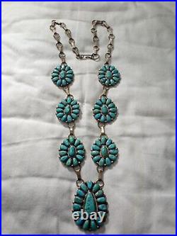 Justin Wilson Sr Native American Navajo Sterling Silver & Turquoise Necklace