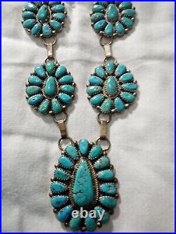 Justin Wilson Sr Native American Navajo Sterling Silver & Turquoise Necklace