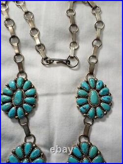 Justin Wilson Sr Native American Navajo Sterling Silver & Turquoise Necklace