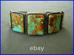 KIRK SMITH Native American Number 8 Turquoise Sterling Silver Bracelet