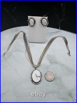K. A. Smith White Buffalo Turquoise Sterling Silver Necklace & Earrings Set