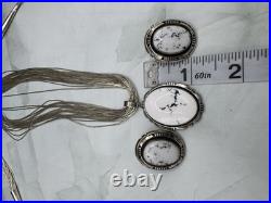 K. A. Smith White Buffalo Turquoise Sterling Silver Necklace & Earrings Set