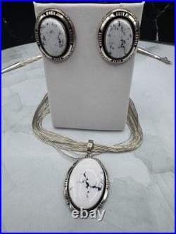K. A. Smith White Buffalo Turquoise Sterling Silver Necklace & Earrings Set