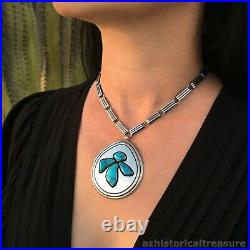 Kenneth Begay White Hogan Navajo Sterling Silver Turquoise Necklace