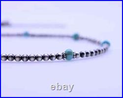 Kingman Blue Turquoise and Sterling Silver Navajo Pearl Gemstone Beaded Necklace Kingman Blue Turquoise and Sterling Silver Navajo Pearl Gemstone Beaded Necklace