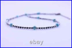 Kingman Blue Turquoise and Sterling Silver Navajo Pearl Gemstone Beaded Necklace Kingman Blue Turquoise and Sterling Silver Navajo Pearl Gemstone Beaded Necklace
