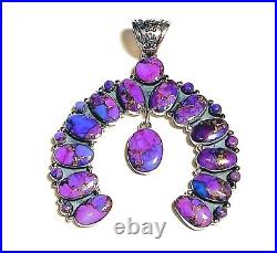 Kingman Purple Mohave Turquoise Pendant (. 925) Solid Sterling Silver Sweet