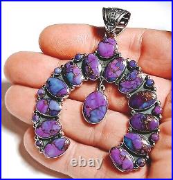 Kingman Purple Mohave Turquoise Pendant (. 925) Solid Sterling Silver Sweet