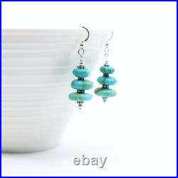 Kingman Turquoise Beaded Drop French Hook Earrings, Sterling Silver or Gold Fill Kingman Turquoise Beaded Drop French Hook Earrings, Sterling Silver or Gold Fill