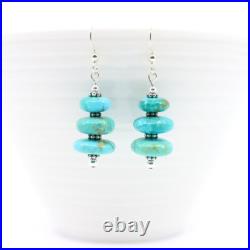 Kingman Turquoise Beaded Drop French Hook Earrings, Sterling Silver or Gold Fill Kingman Turquoise Beaded Drop French Hook Earrings, Sterling Silver or Gold Fill