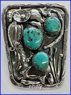 LARGE Sterling silver 925 turquoise bolo Pendant Polished To New Condition