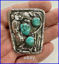 LARGE Sterling silver 925 turquoise bolo Pendant Polished To New Condition