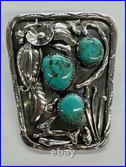 LARGE Sterling silver 925 turquoise bolo Pendant Polished To New Condition