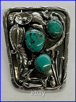 LARGE Sterling silver 925 turquoise bolo Pendant Polished To New Condition