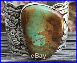 LARGE WIDE Albert Cleveland Sterling Royston Turquoise Cuff Bracelet 176 Gr