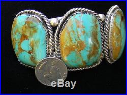 LARGE WIDE Navajo Henry Mariano Sterling Royston Turquoise Cuff Bracelet 120 Gr