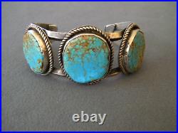 LIZ CHEE Native American Kingman Turquoise 3-Stone Sterling Silver Cuff Bracelet