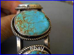 LIZ CHEE Native American Kingman Turquoise 3-Stone Sterling Silver Cuff Bracelet
