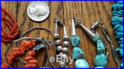 LOT 910 Grams Vtg. Native American Turquoise Coral Sterling Silver Jewelry. 925