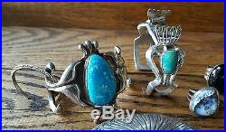 LOT 910 Grams Vtg. Native American Turquoise Coral Sterling Silver Jewelry. 925
