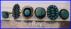 LOT Vtg Old PAWN Native American NAVAJO Turquoise Sterling Silver RINGS