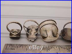 LOT Vtg Old PAWN Native American NAVAJO Turquoise Sterling Silver RINGS