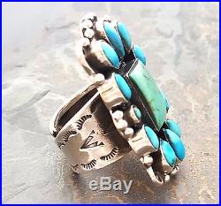 LRG Southwestern Dan Dodson 925 Sterling Silver Turquoise Cluster Handmade Ring