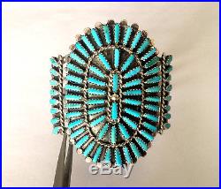 L Byjoe Navajo Petit Point Blue Turquoise Ladies Bracelet Cuff Sterling Silver