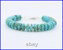 Large 10mm Kingman Blue Green Turquoise Bracelet, Sterling Silver, Lobster Clasp Large 10mm Kingman Blue Green Turquoise Bracelet, Sterling Silver, Lobster Clasp