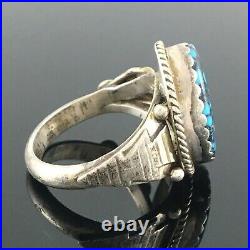 Large Native American Navajo Sterling Silver High Grade Spiderweb Turquoise Ring