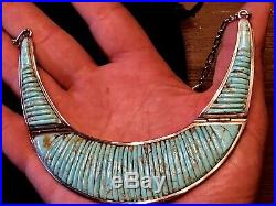 Large Navajo Pete Sierra Sterling & Cobblestone Inlay Turquoise Choker Necklace