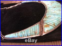 Large Navajo Pete Sierra Sterling & Cobblestone Inlay Turquoise Choker Necklace