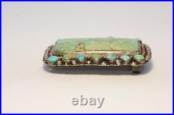 Large Navajo Sterling Silver and Turquoise Buckle Estate Jewelry