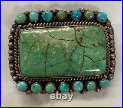 Large Navajo Sterling Silver and Turquoise Buckle Estate Jewelry